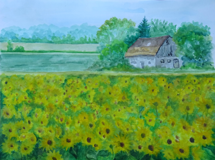 Surrounded by Sunflowers